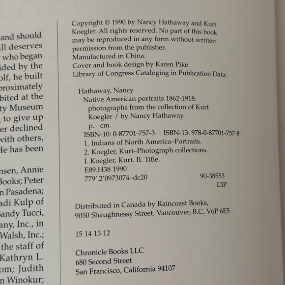 Native American Portraits Book 1862 - 1918 text by Nancy Hathaway - Picture 7 of 10